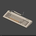White Wired Keyboard With Wooden Decorative Strip For Daily Living Essentials
