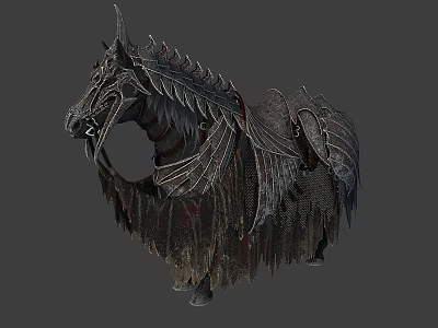 Dark Fantasy Character Mount Armored Winged Horse Mythical Creature With Intricate Metallic Details 3d model