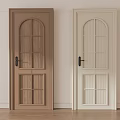 Two Tone Wooden Interior Doors With Arched Glass Panels For Home Decor