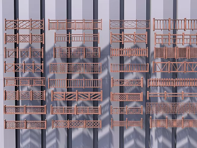 Various Wooden Fence Designs Featuring Different Styles And Patterns On 3d model