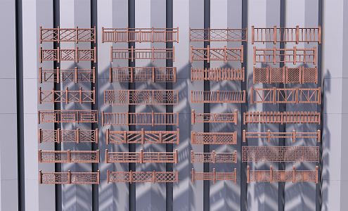 New Chinese Guardrail Railing 3d model