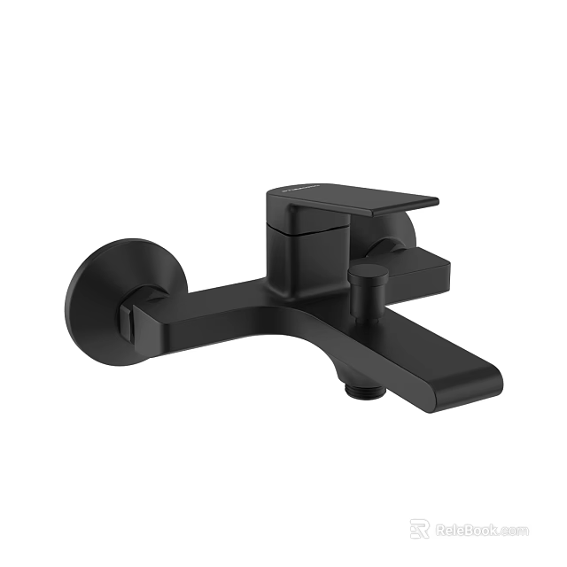 Modern Black Wall Mounted Faucet with Single Handle Design for Bathroom Sink 3d model 