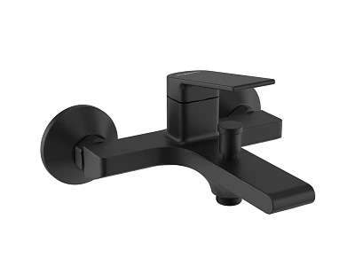 Modern Black Wall Mounted Faucet with Single Handle Design for Bathroom Sink 3d model