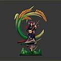 Traditional Figurine Sculpture With Wheat Ears Green Curved Structure And Base