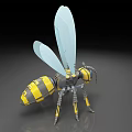 Mechanical Ant Shaped Industrial Equipment 3D Model With Yellow Gray Design Mechanical Legs And Wings