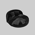 Luxury Grey Velvet Round Bed With Soft Pillows And Cozy Blanket