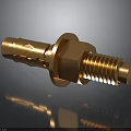 Golden Hexagonal Head Bolt With Threaded Shaft As Industrial Mechanical Equipment Part