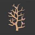 Tree Shaped Wooden Bookshelf With Books On Branch Shelves Unique Design