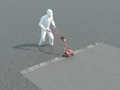 Heavy Duty Industrial Concrete Grinder Polishing Gray Floor Surface by Operator 3d model