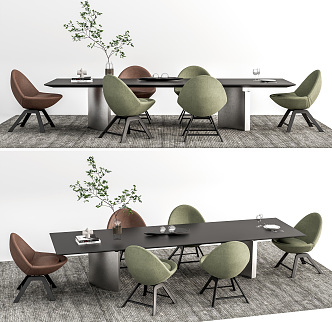 Modern Dining Table and Chair Combination 3d model