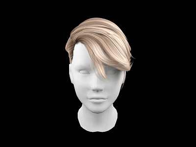 White Mannequin Head Showcasing Blonde Layered Short Hairstyle Design 3d model
