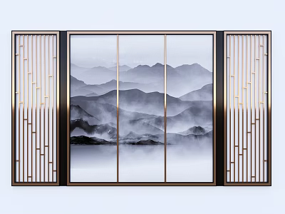 Chinese background screen 3d model