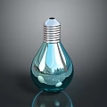 Transparent Blue Bulb Shaped Water Transport With Reflection On Gray Background