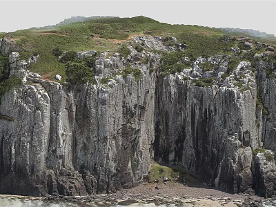 Scenic Coastal Cliff Landscape With Rugged Rock Formations And Green Vegetation 3d model