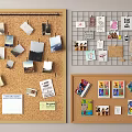 Cork board message board photo wall note wall 3d model