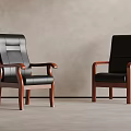 Black Leather Office Chair With Wooden Armrests And Sleek Design For Modern Workspace