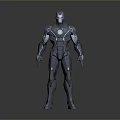 High Tech Iron Man Armor 3D Render With Blue Glowing Details And Metallic Design