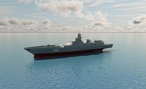 modern warship frigate 3d model