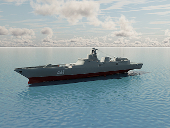 modern warship frigate 3d model