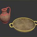 Vintage Brass Jug And Two Handled Plate For Home Decor And Daily Use