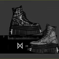 Black Platform Boots With Thick Soles On MEN Brand Box For Daily Use