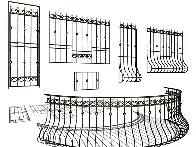 Decorative Iron Fence Designs With Various Styles Ornate Patterns And Railings 3d model