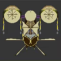 Fantasy Spacecraft Design With Double Airships Green Accents And Wing Structures