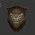 Classic Wooden Shield With Red Border And White Winged Arrow Design