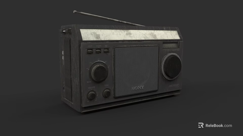 Vintage Sony Radio With Classic Knobs Antenna And Retro Design Elements 3d model 