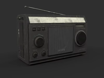 Vintage Sony Radio With Classic Knobs Antenna And Retro Design Elements 3d model