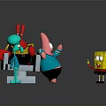 SpongeBob SquarePants Patrick Star Squidward And Mr Krabs 3D Interactive Group Scene