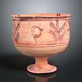 Ancient Terracotta Pedestal Bowl With Intricate Animal And Geometric Patterns
