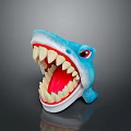 Blue Shark Model With Open Mouth Sharp Teeth And Red Eyes 3d model