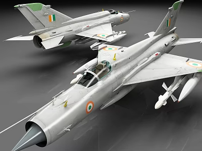 Indian Military Fighter Aircraft With Silver Body Flag Markings Wing Design And Missiles 3d model