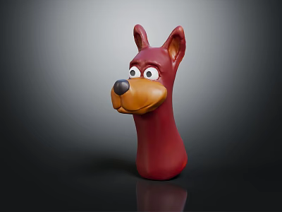 Cute Red Dog Stuffed Toy With Big Eyes Ears And Cartoon Design 3d model
