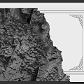 White Background Wall With Rock Texture Golden Accents And Ornate Frame