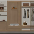Modern Wooden Wardrobe Design With Hanging Area Drawers Storage Shelves Bags And Boxes