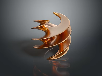 Copper Spiral Shaped Hardware Tool With Smooth Surface And Reflective Finish 3d model
