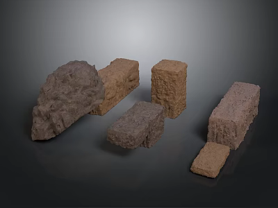 Different Types Of Building Stones With Varied Textures Shapes And Colors 3d model