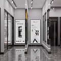 Elegant Modern Door Showroom Interior With Glass Displays Marble Floors And Lighting Fixtures