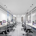 Modern Conference Room With Long Table White Chairs Large Screen And Decorative Paintings