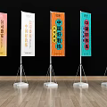Five Colorful Promotional Banners With Stands For Company Event