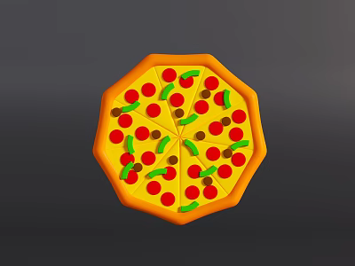 Modern cartoon pizza food 3d model