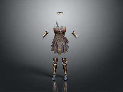 Stylish Women's Daily Clothing Set With Dress Arm Guards Leg Guards And Shoes 3d model Stylish Women's Daily Clothing Set With Dress Arm Guards Leg Guards And Shoes 3d model