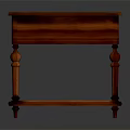Wooden Side Table with Two Tier Design Smooth Mahogany Colored Tabletop and Decorative Cylindrical Legs