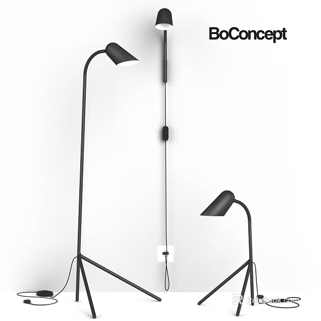 Modern Black Floor Lamp With Adjustable Arm And Minimalist Design For Home Decor 3d model