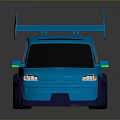 Metallic Blue Modified Compact Car With Rear Spoiler Sporty Body And Alloy Wheels