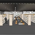 Book Art Library Interior With Wooden Ceiling Large Windows Bookshelves Readers Sofa And Small Tables