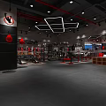 Spacious Modern Fitness Gym Interior With Boxing Bags And Workout Equipment