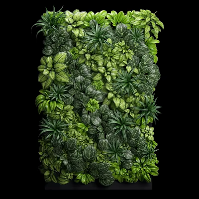 Vertical Green Garden Wall With Various Lush Green Leaves And Foliage 3d model